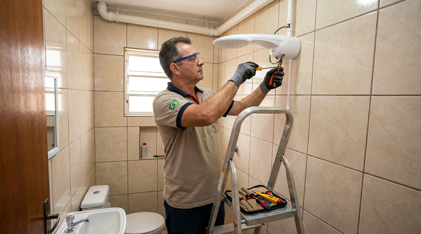 Substituição de Chuveiro Antigo no CECAP, Jundiaí‑SP
